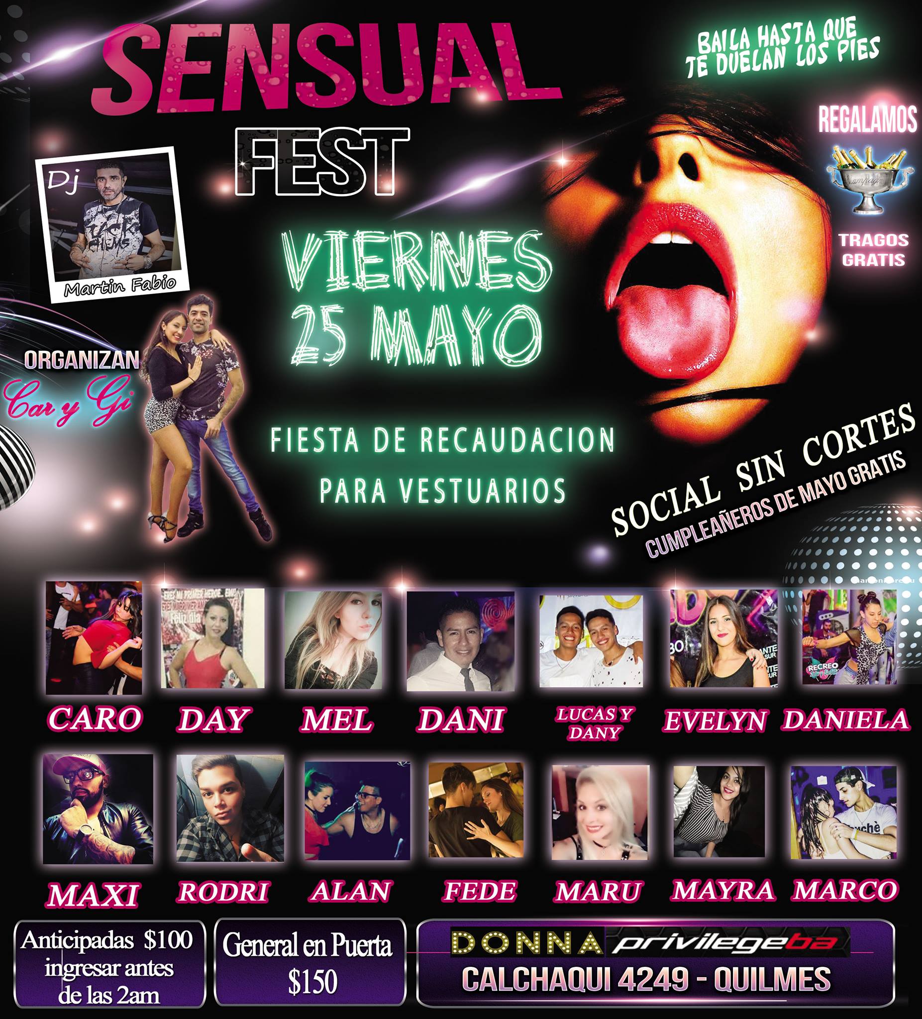 Fiesta de recaudación para vestuarios Sensual FEST Viernes 25-5