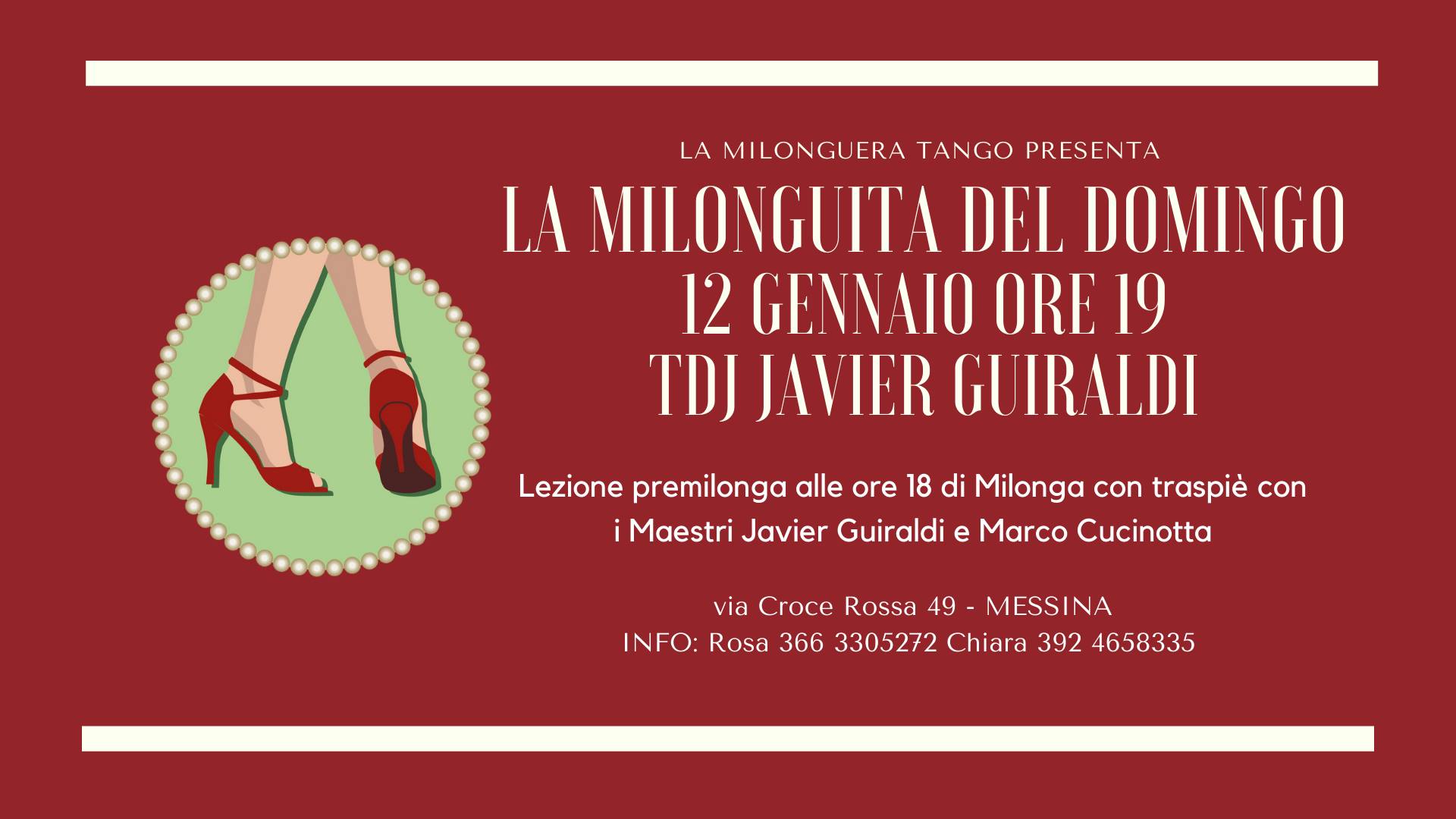 La Milonguita del Domingo + lezione Messina 12 Gennaio 2020