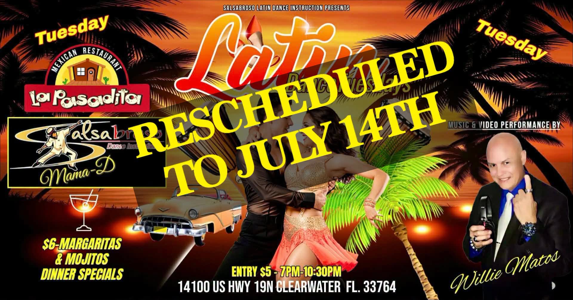 LATIN DANCE TUESDAYS JULY 7TH RESCHEDULED TO JULY 14TH DUE TO FIFA WORLD CUP 2026 @ La Pasadita