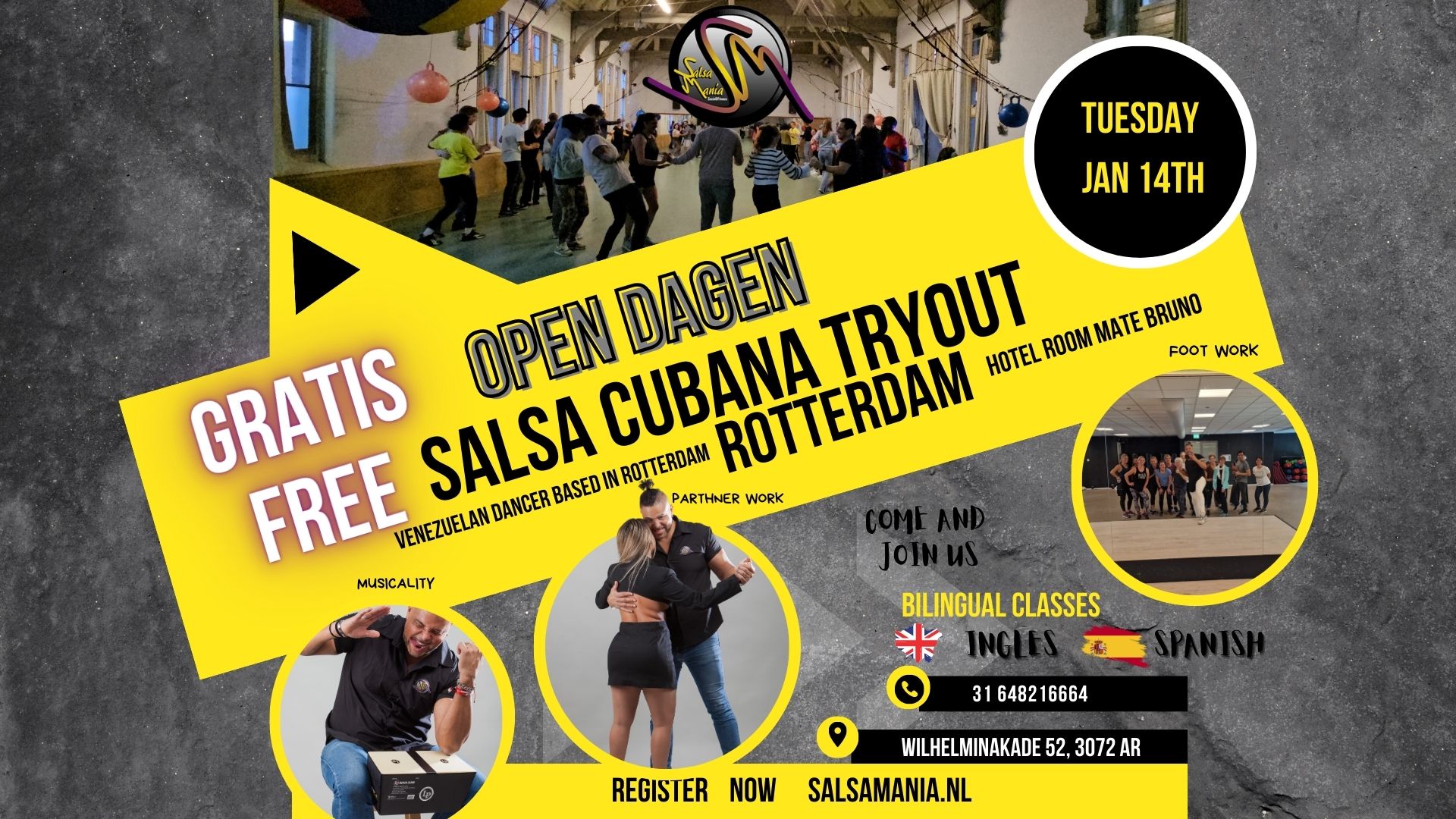 OPEN DAG & SOCIAL SALSA CUBANA IN ROTTERDAM (PROEFLES)