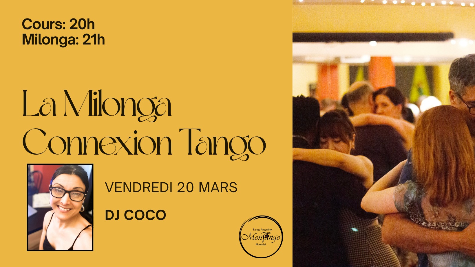 La Milonga CONNEXION TANGO avec DJ Coco + Cours de Spirales