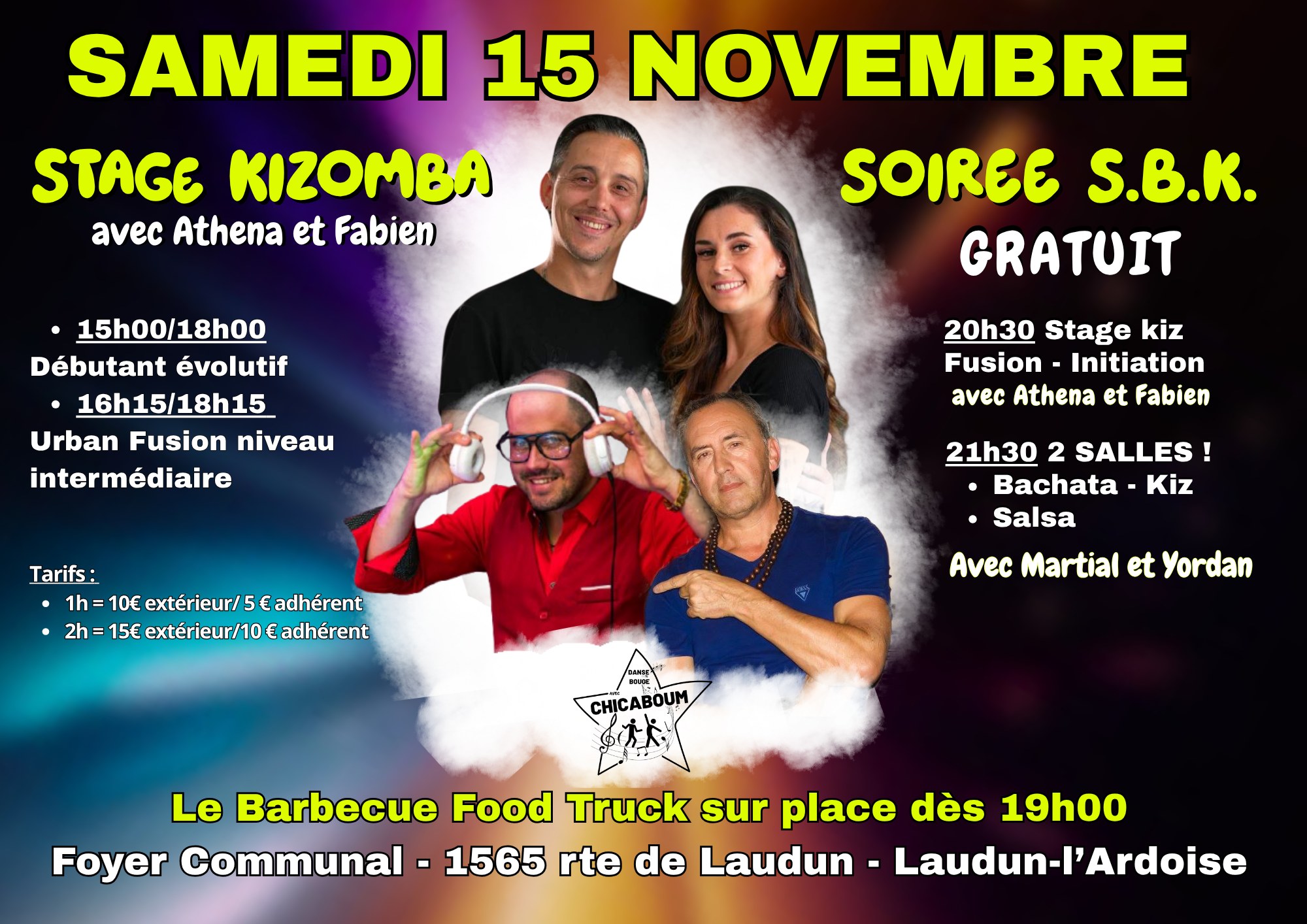 Stage Kizomba et soirée SBK GRATUITE avec Fabien & Athena, DJS Martial et Yordan
