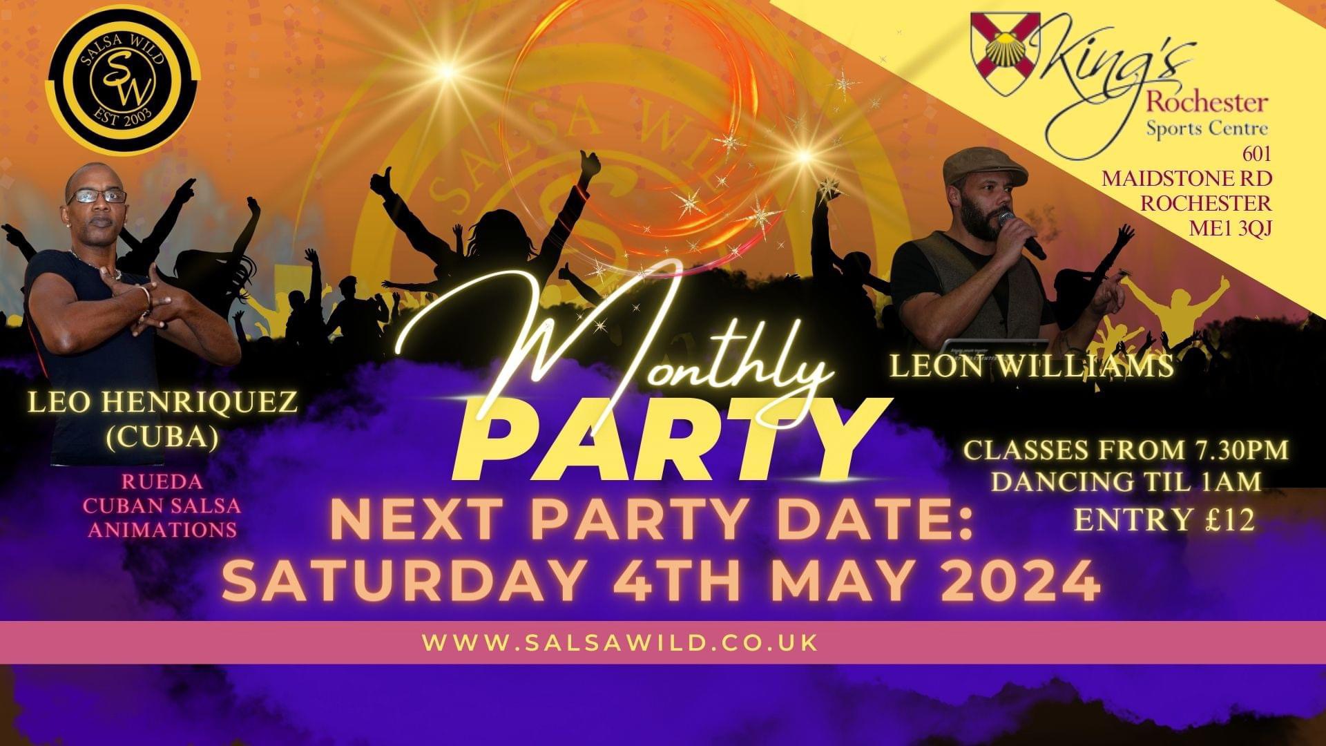 Saturday Night Salsa Monthly Party at Kings Sports Centre in Rochester (1st Saturday of the month)