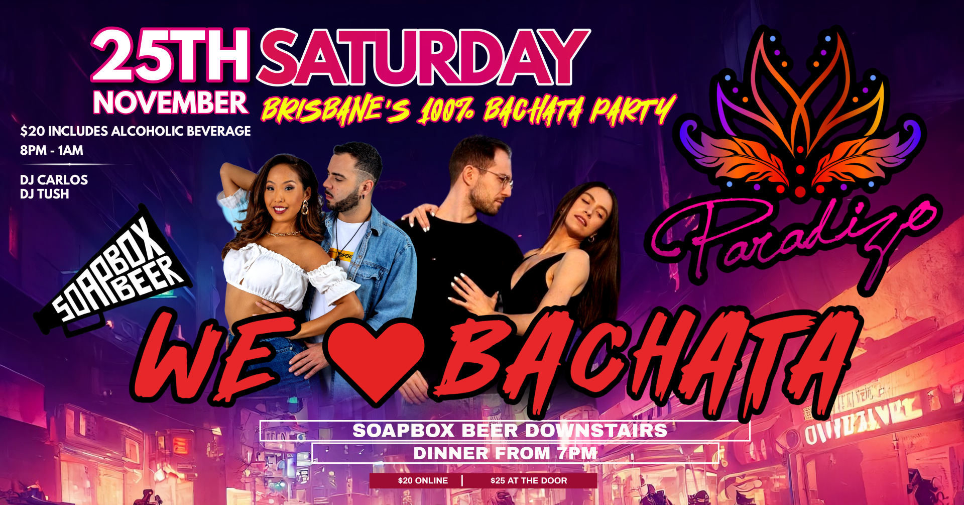 WE LOVE BACHATA PARTY - SAT 25TH NOVEMBER Downstairs at Soapbox Beer