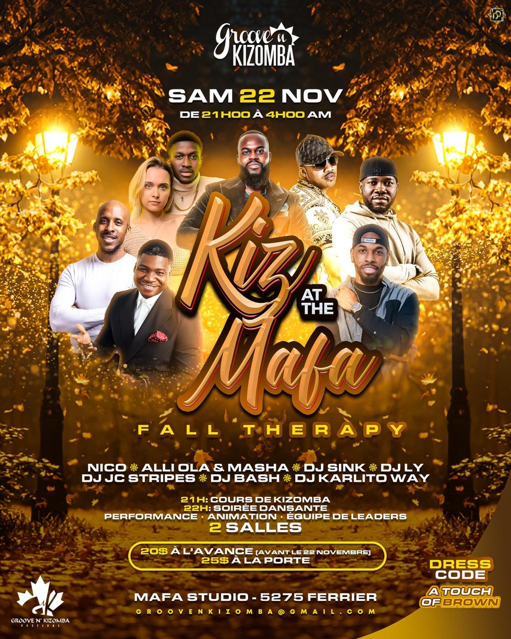 KIZ AT THE MAFA - FALL THERAPY - 2 SALLES - SAMEDI 22 NOVEMBRE 2025