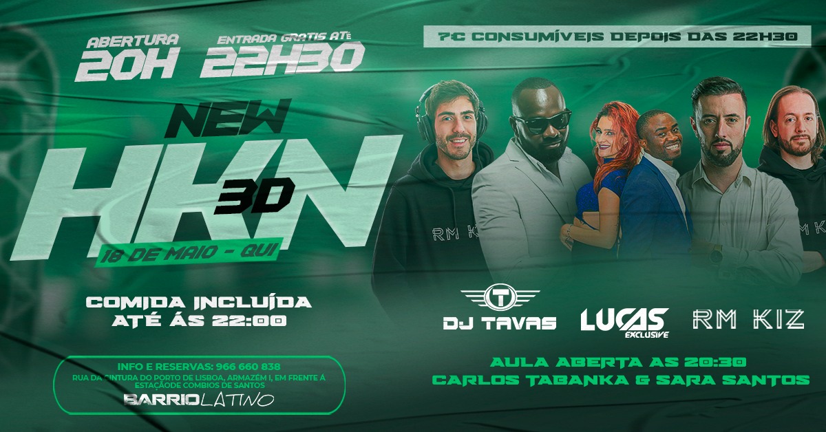 NEW HOT KIZOMBA NIGHT 3D DINNER DANCE DRINK Quinta-Feira 18 Maio