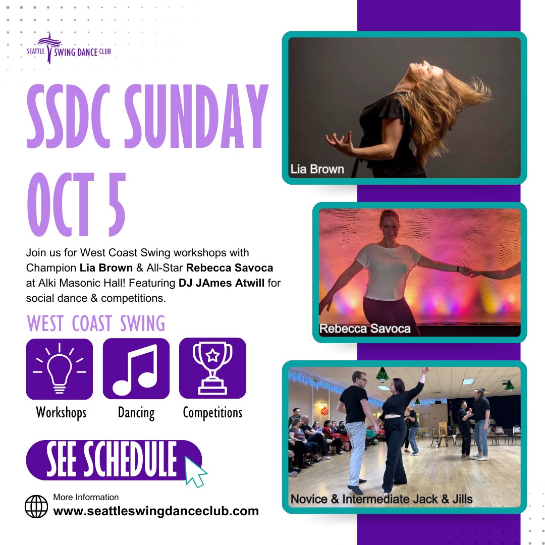 Seattle West Coast Swing Workshops with Champion Lia Brown, All-Star Rebecca Savoca, DJ JAmes Atwill