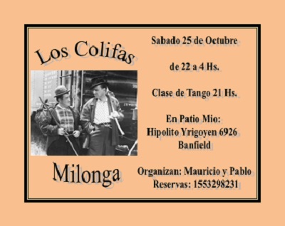 Milonga "Los CoLiFa" en Patio Mio