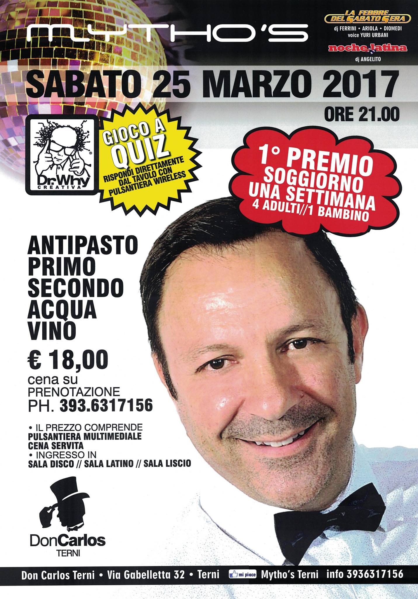 Sabato 25 Marzo Mytho's Cena + Dr.Why