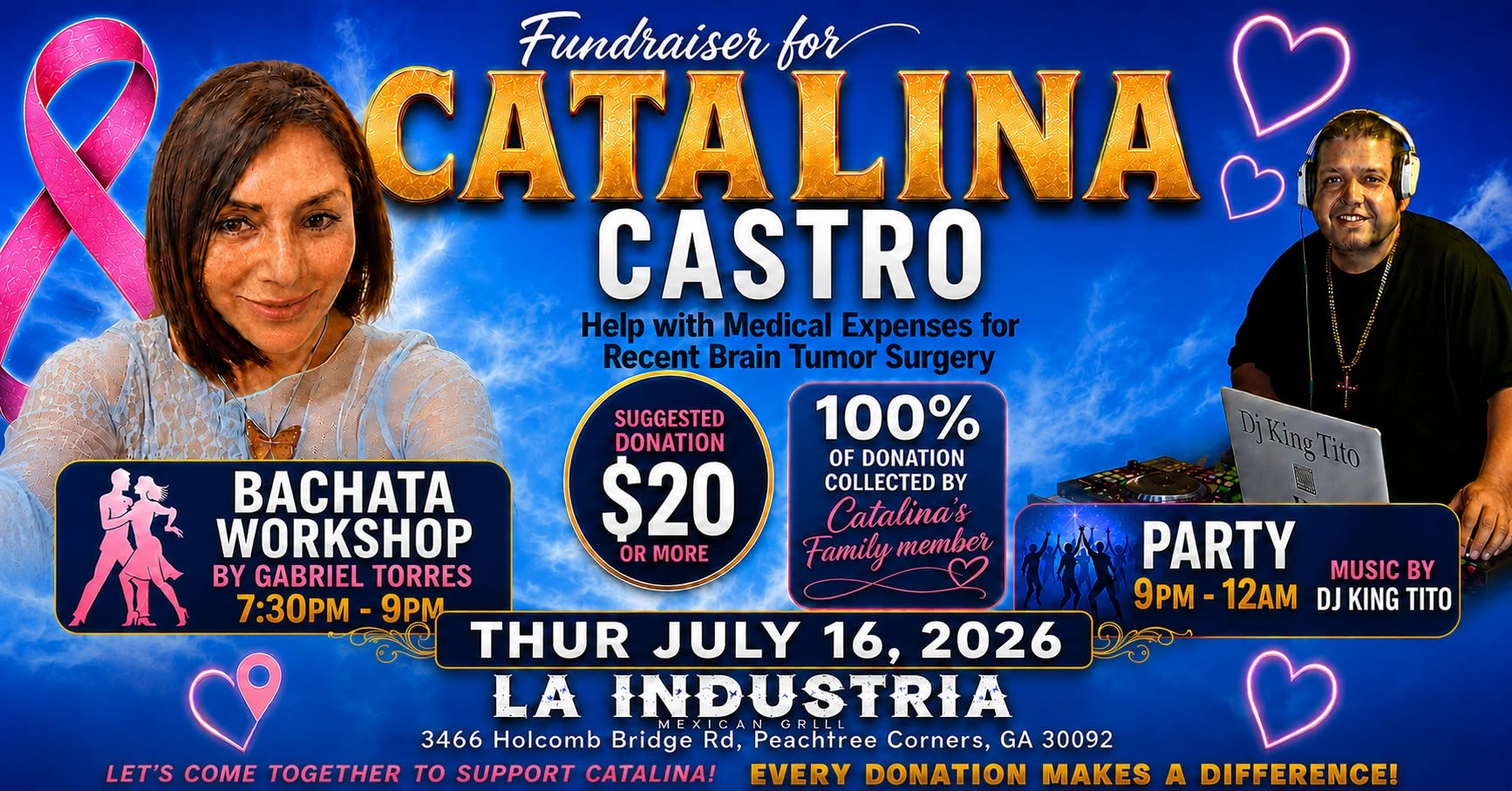 Thursday Latin Night & show of support for Catalina Castro Thurs July 16, 2026