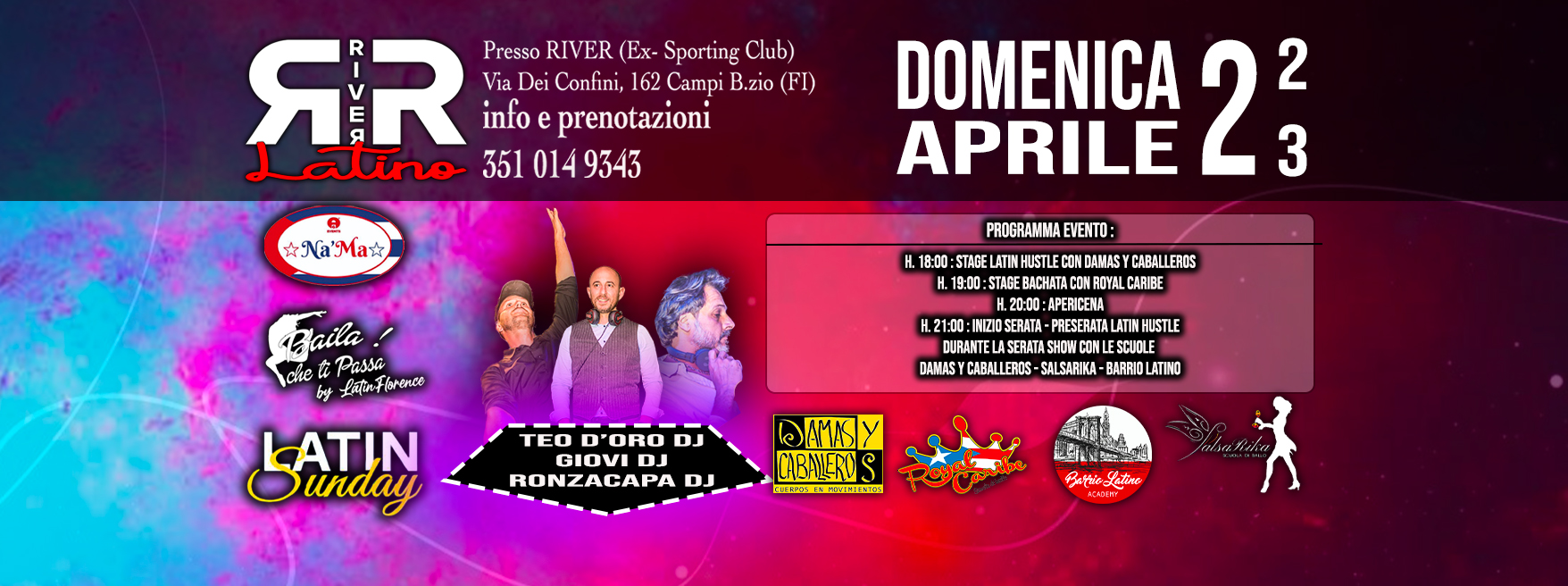 RIVER LATINO - DOMENICA 2 APRILE '23