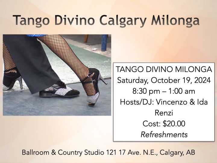 Tango Divino Calgary Milonga - Oct. 19