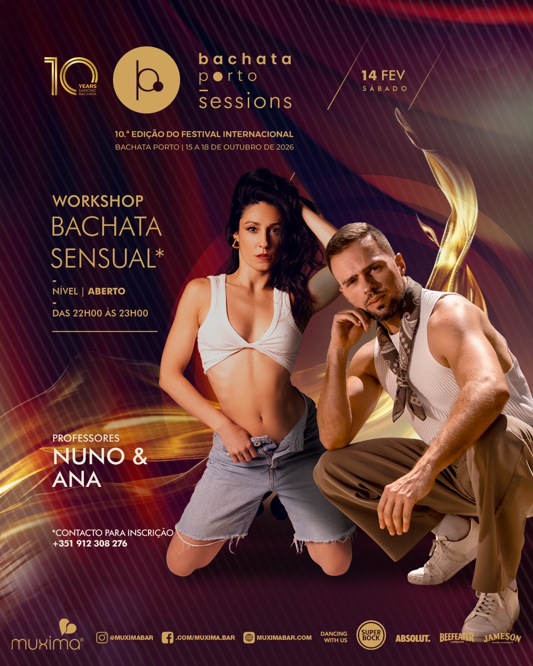SÁBADO, 14 FEV ➥ Workshop Bachata Sensual com NUNO & ANA
