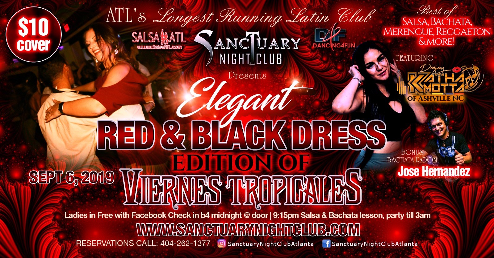 Elegant Red & Black Dress Viernes Tropicales Bonus Bachata room