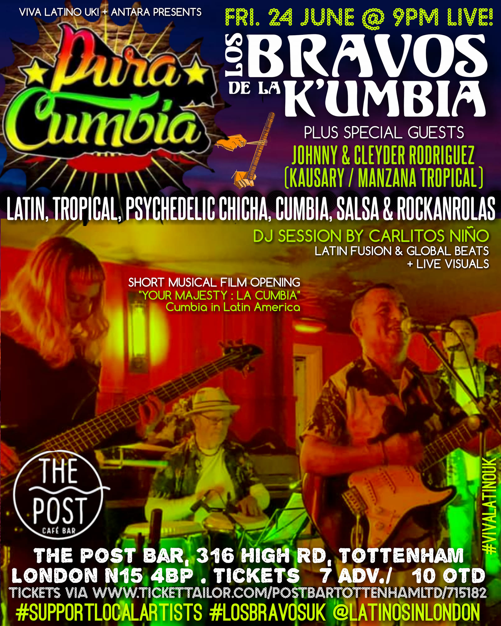 Fri 24 June Pura Cumbia! Los Bravos de la K'umbia + DJ Carlitos Nino + Special guests