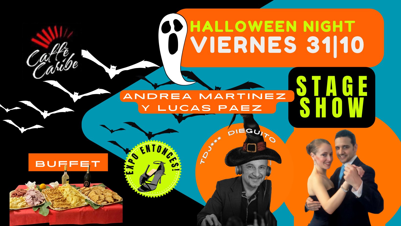HALLOWEEN TANGO NIGHT: STAGE E SHOW CON ANDREA MARTINEZ E LUCAS PAEZ TDJ DIEGUITO EXPO ENTONCES!
