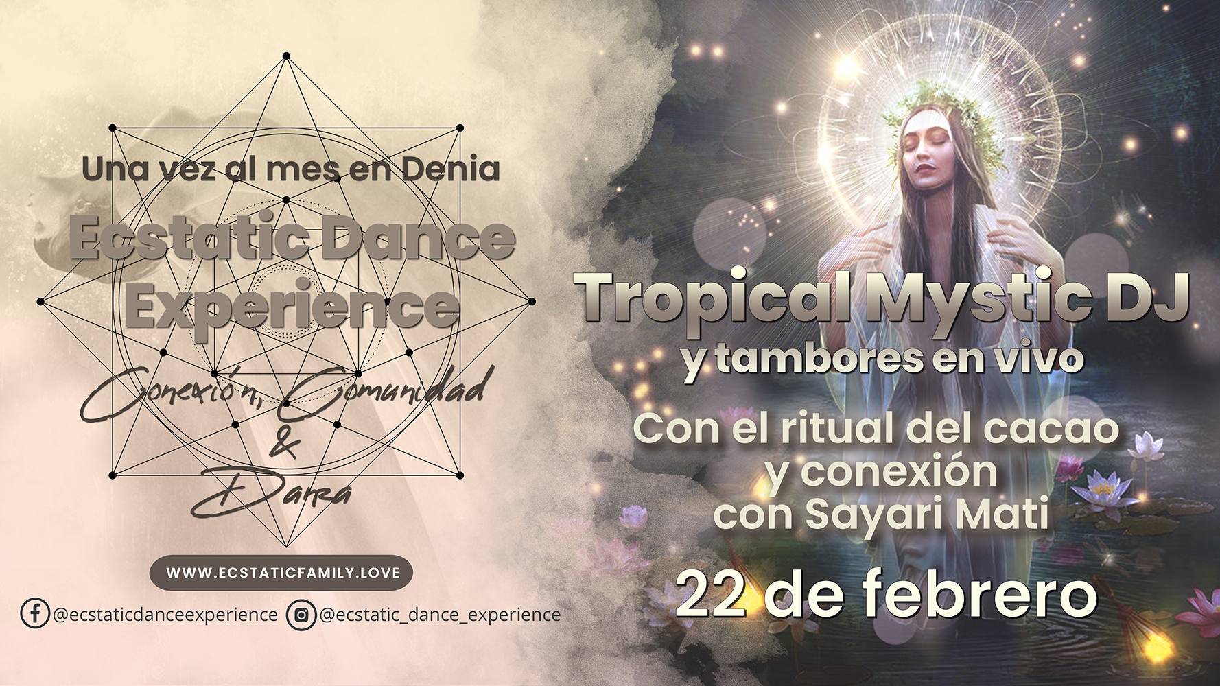 💖💃🏼Ecstatic Dance Experience💖Con el ritual del cacao y conexión👯🏻♀️ 💖