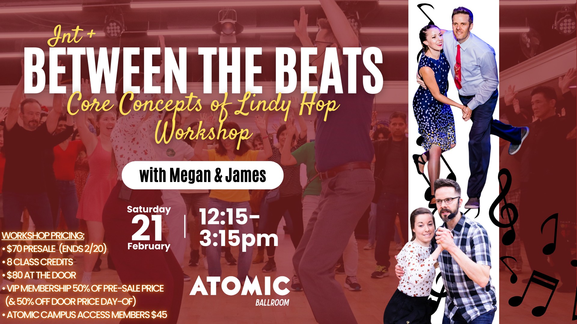 Between the Beats: Core Concepts of Lindy Hop (Int +) with Megan & James - ATOMIC Ballroom