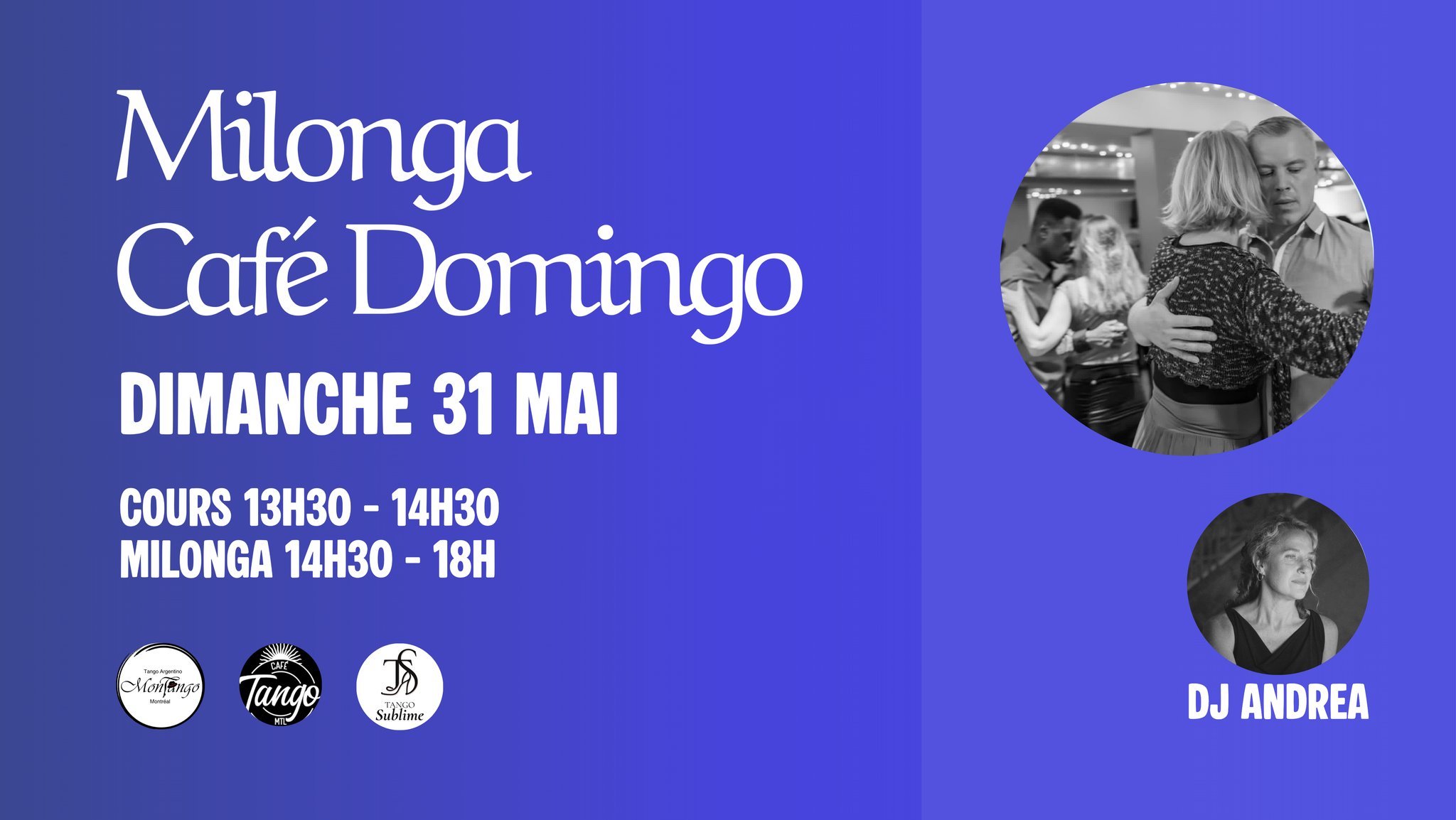 CAFÉ DOMINGO, la milonga du dimanche après-midi - DJ Andrea + cours thématique tango avec Wolf