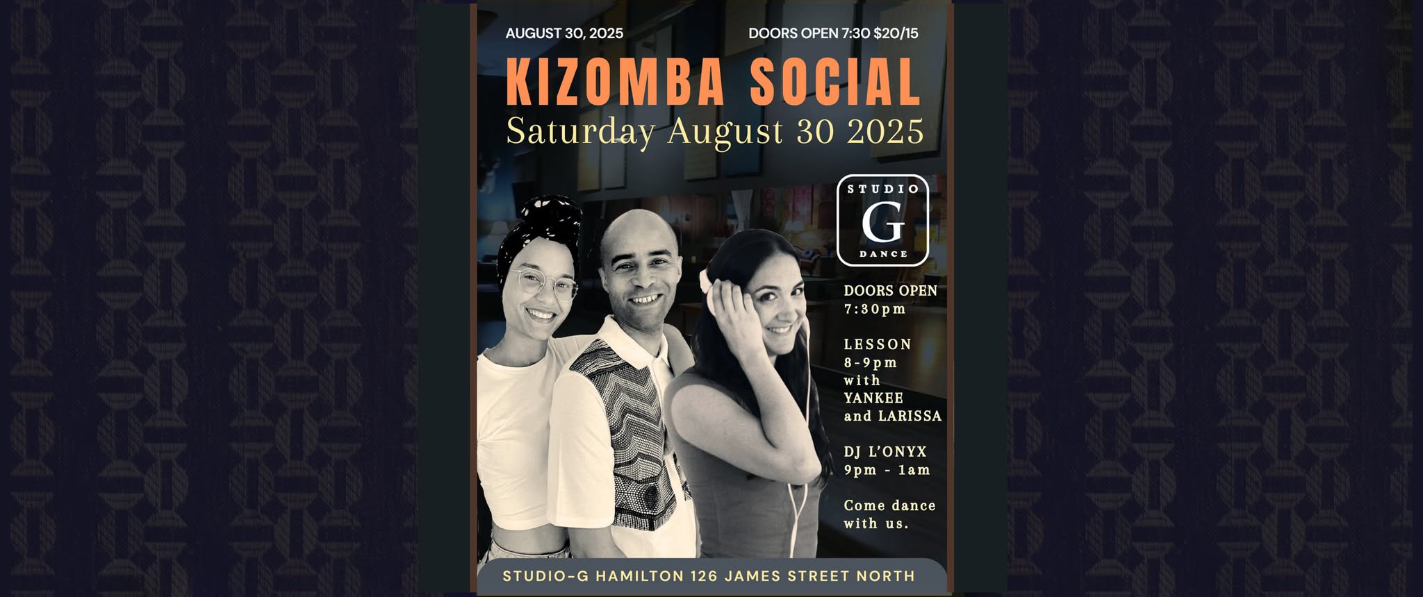 SATURDAY KIZOMBA SOCIAL at Studio-G Hamilton