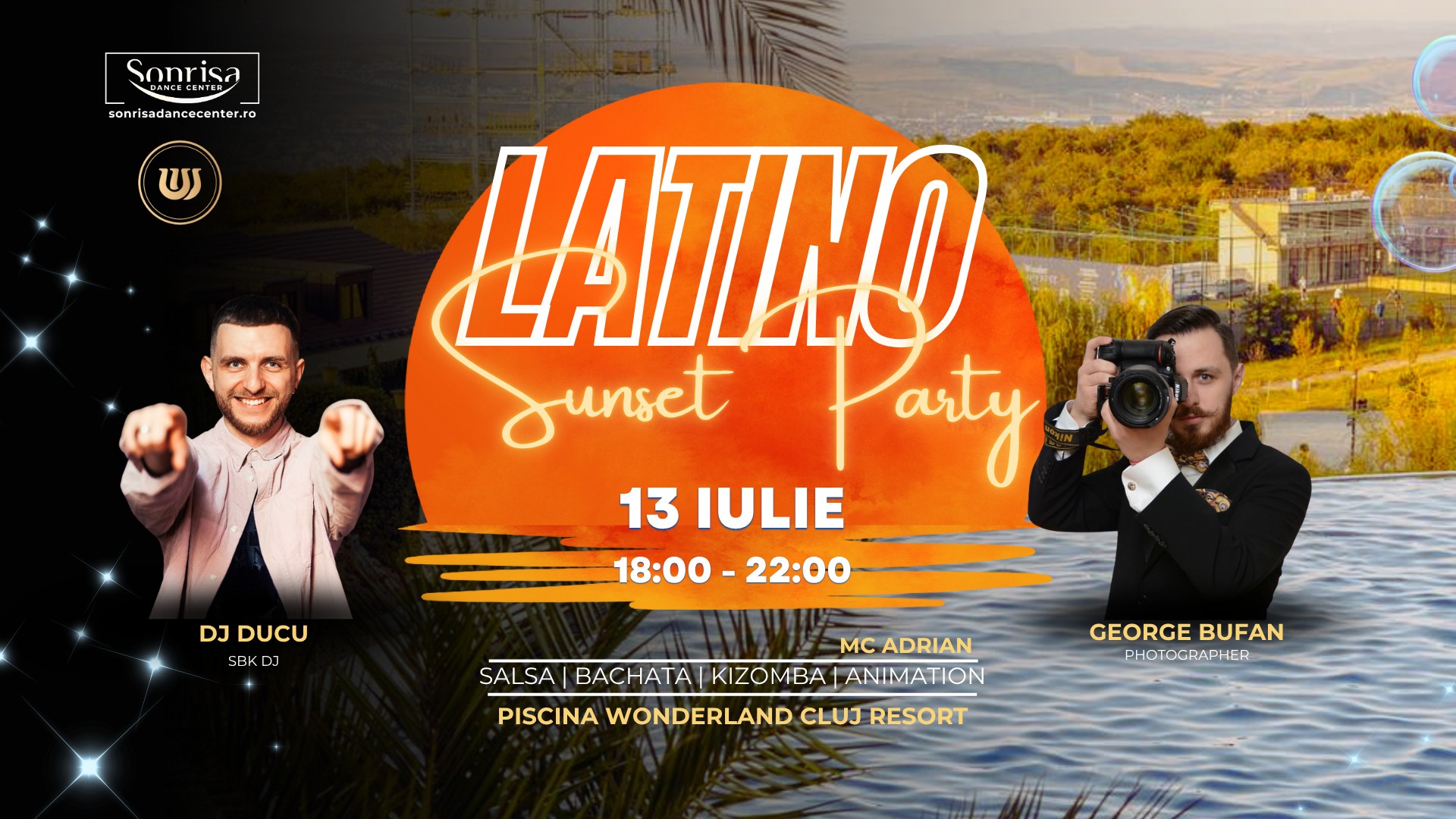 Latino Sunset Party 13 Iulie 18:00 @ Piscina Wonderland Cluj Resort