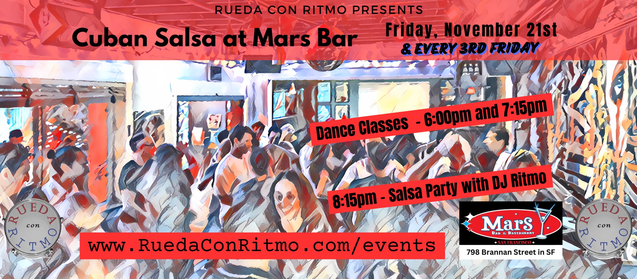 3rd Friday Cuban Salsa Classes & Party at Mars Bar