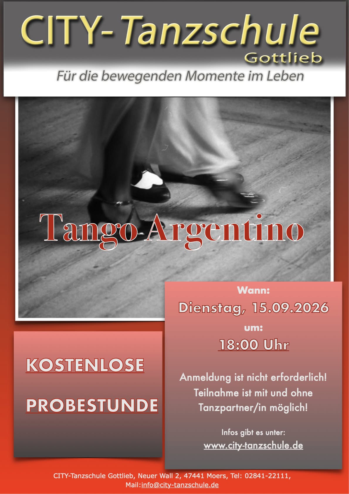 Tango Argentino - kostenlose Probestunde für Anfänger