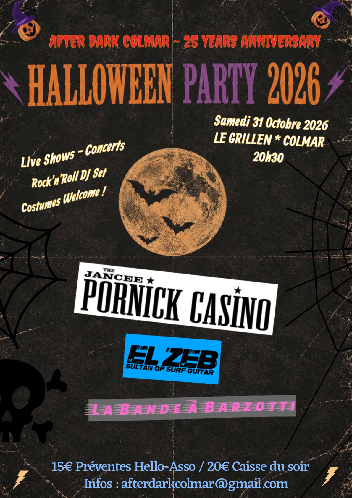 Halloween 2026 @ Le Grillen Colmar JANCEE PORNICK CASINO + EL ZEB + LA BANDE A BARZOTTI