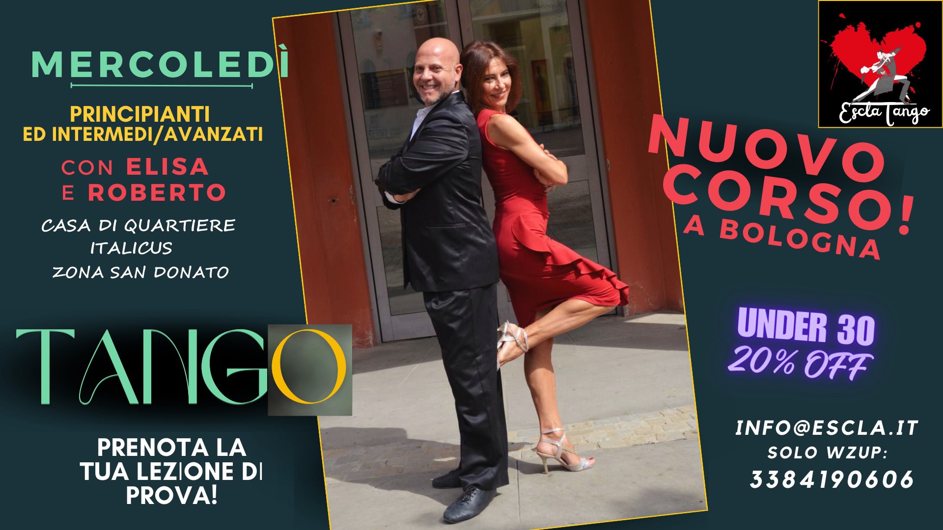 NUOVO CORSO di TANGO con ROBERTO ed ELiSA a BOLOGNA, OPEN DAY 01 10