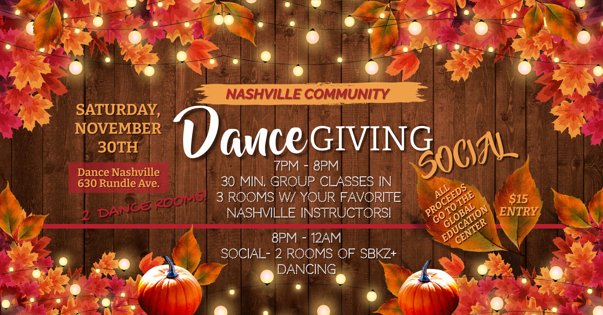 ππ Nashville Fam DanceGiving Social (Classes + 2 Dance Rooms) ππ