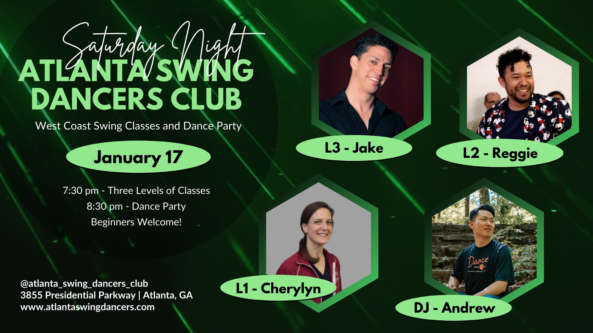 ASDC West Coast Swing Classes and Dance Party Saturday January 17
