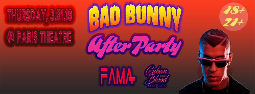 Official Bad Bunny After Party (18+ 21) Paris Theatre
