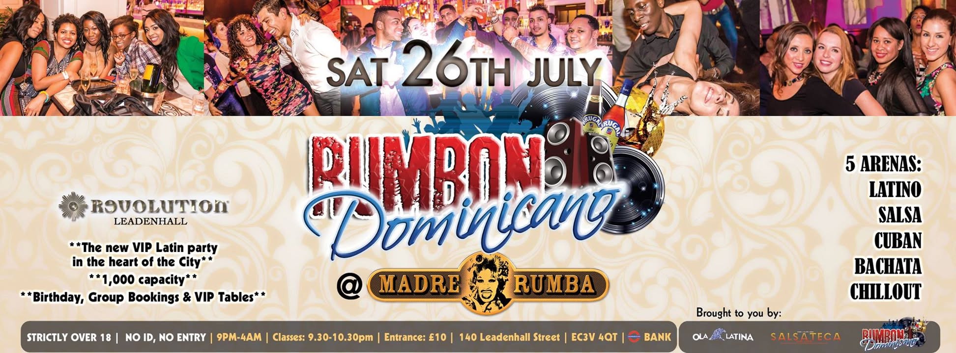 ★★★ RUMBON DOMINICANO @ MADRERUMBA ★ THE NEW VIP PARTY LATINO ★ 5 ROOMS ★ @ REVOLUCION BAR LEADENHALL, ST LONDON EC3V 4QT
