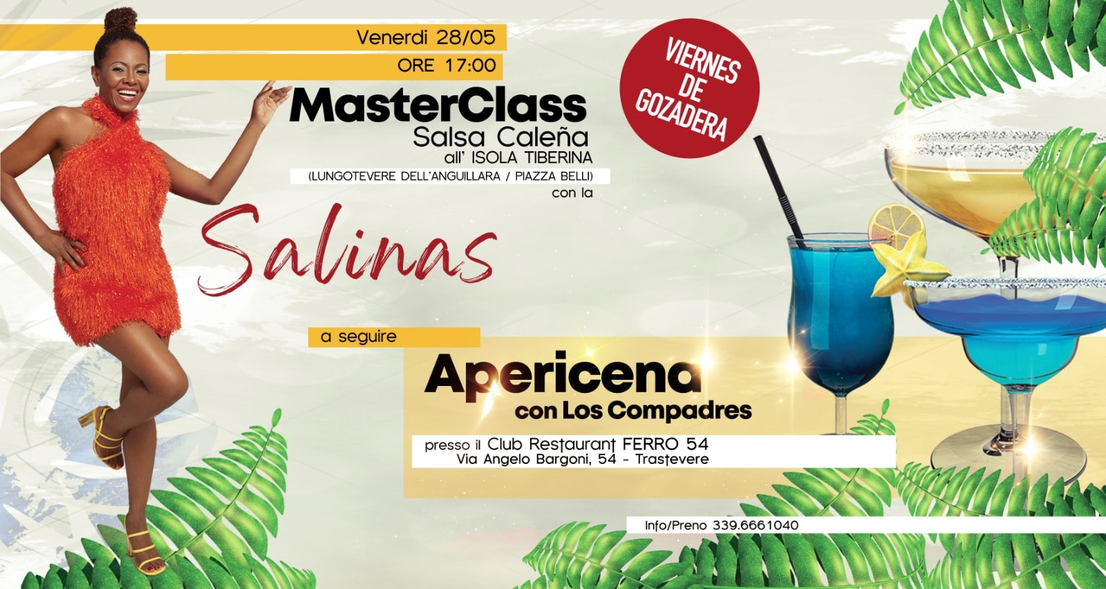 Master Class Salsa Caleña All'Isola Tiberina e a Seguire Apericena a tutta music con sabor aColombia