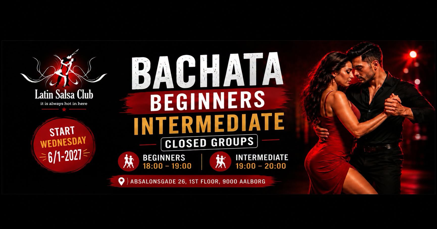 Bachata For Beginnres & Intermediate CLOSED COURSES (8 WEEKS)