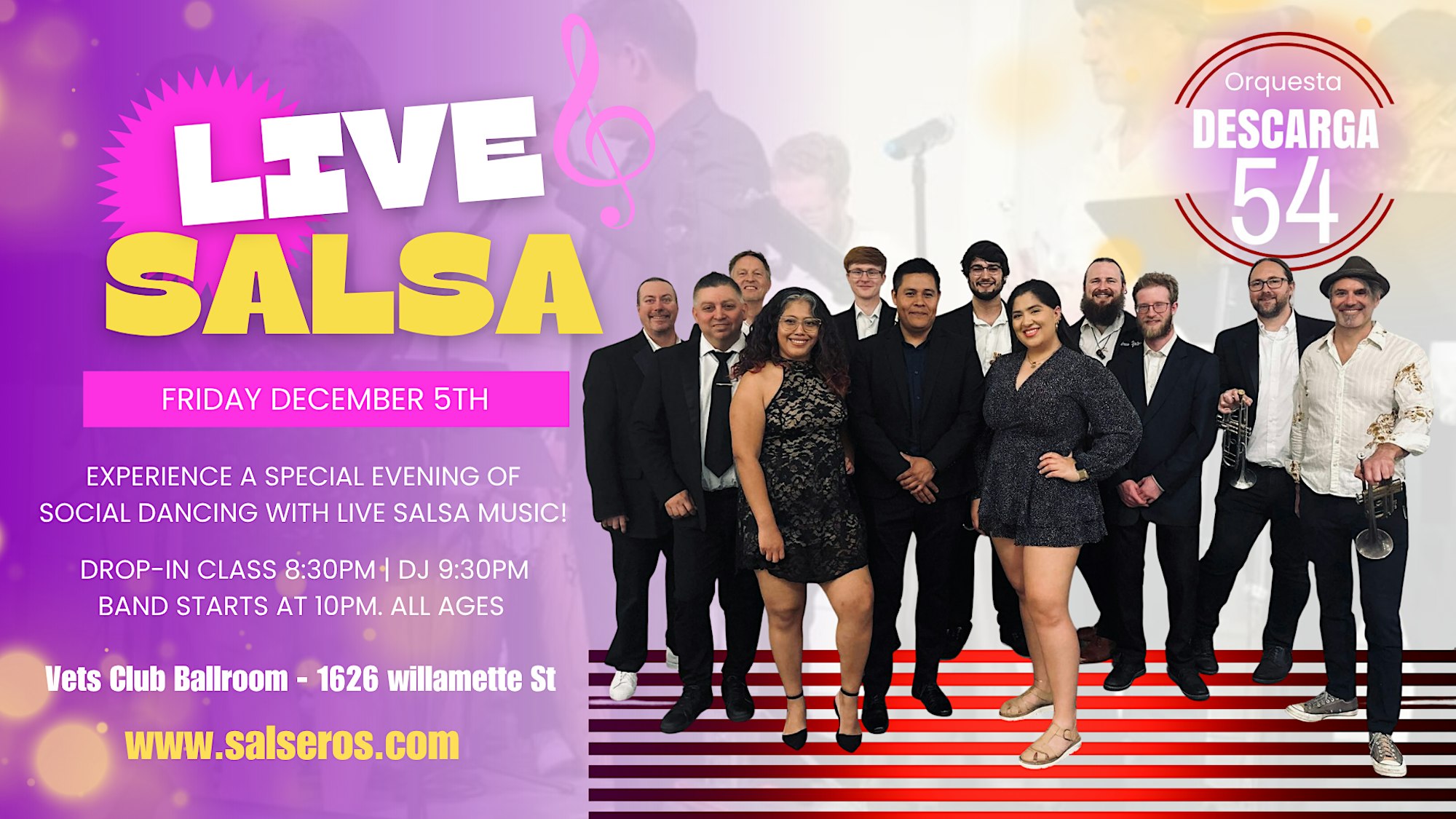 Live Salsa in Eugene! Orquesta Descarga 54