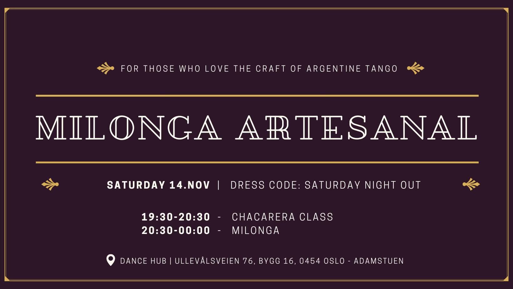 Milonga Artesanal 24.oct @Dance Hub Oslo