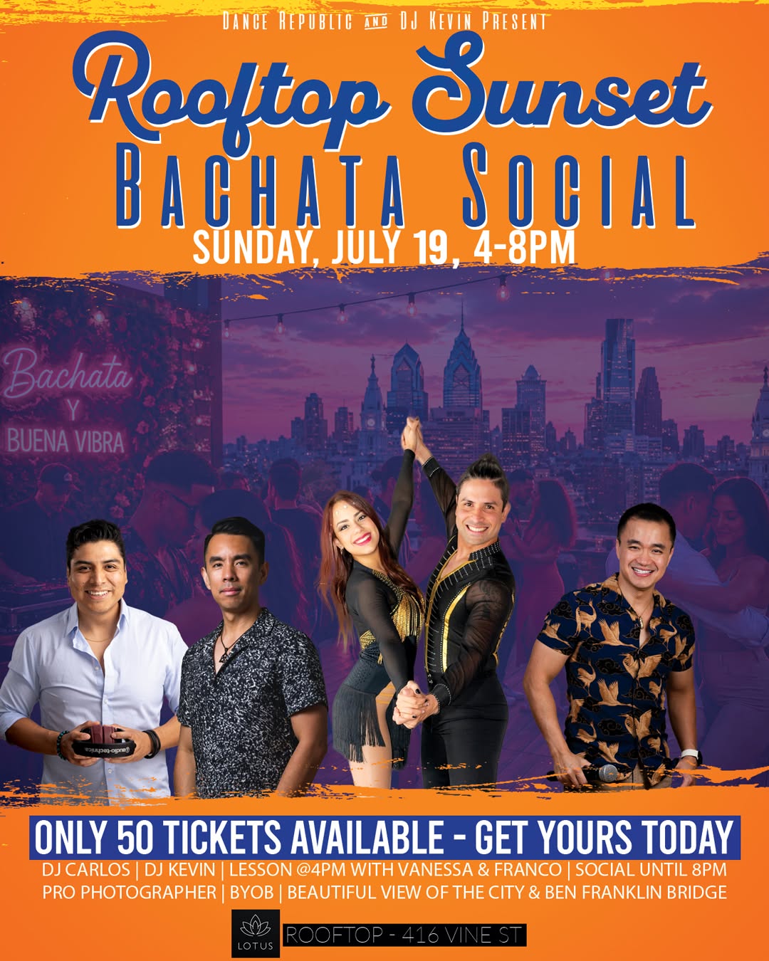Rooftop Sunset Bachata Social - SUNDAY, JULY 19