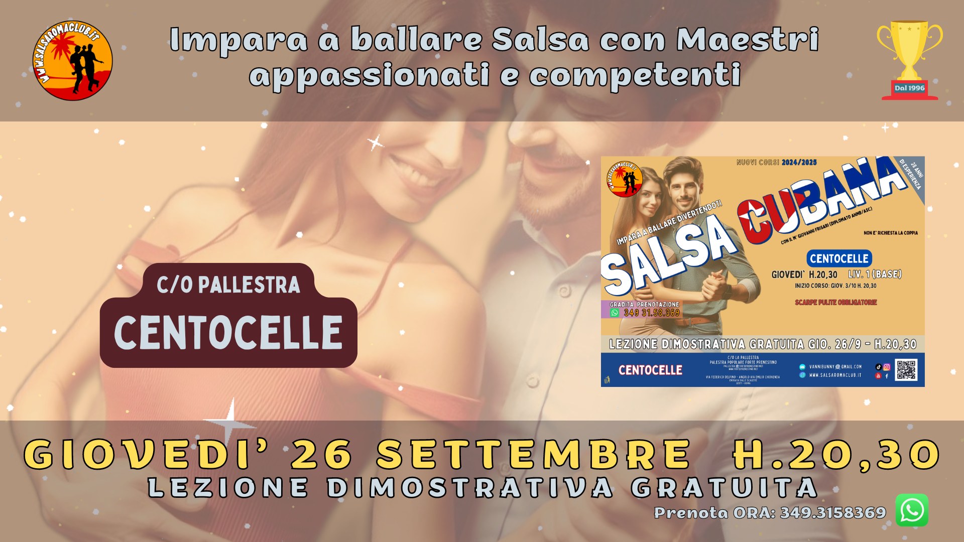 Lezione Gratuita Salsa Centocelle Roma Giov. 26 9 h. 20,30