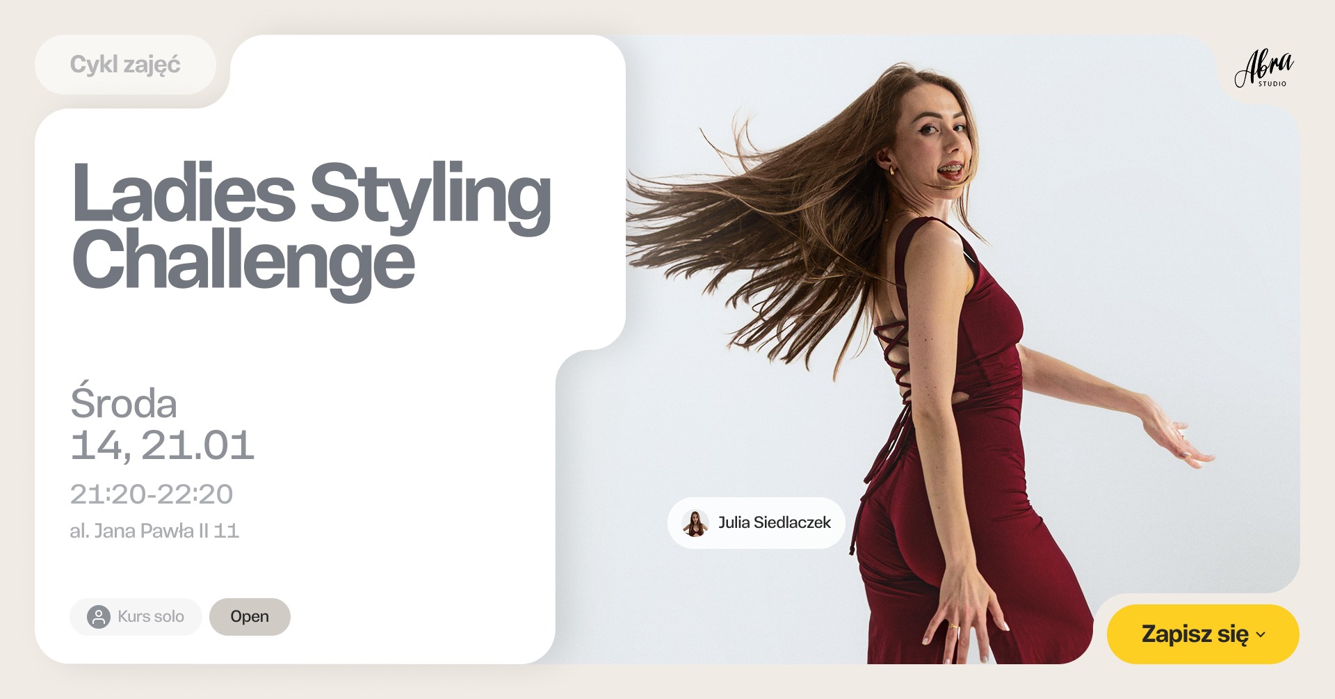 Cykl 2 zajęć: Bachata Ladies Styling Challenge z Julią Siedlaczek poziom Open
