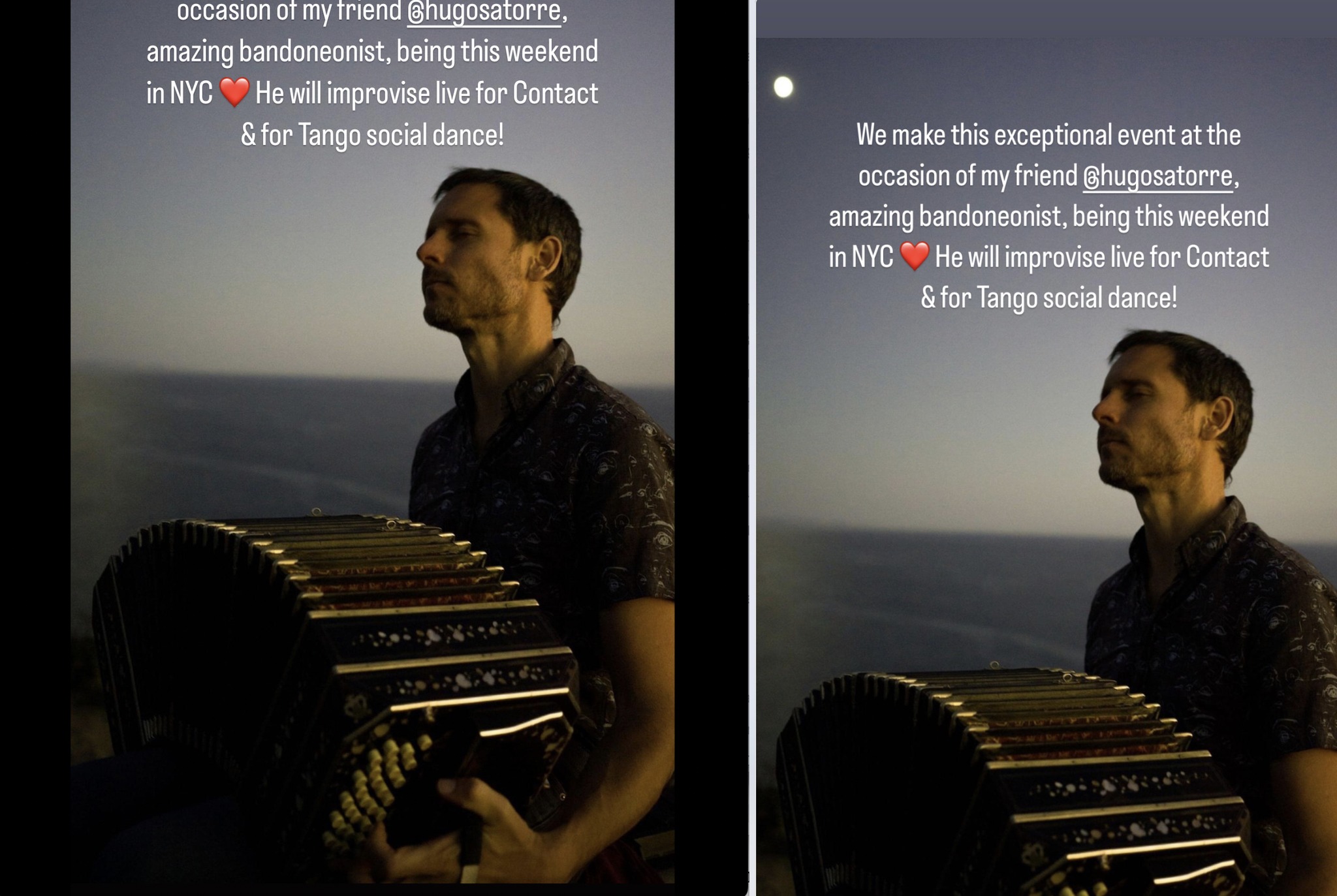 LIVE BANDONEON & Barefoot TANGO, CONTACT & Blues dance interlaced Practice