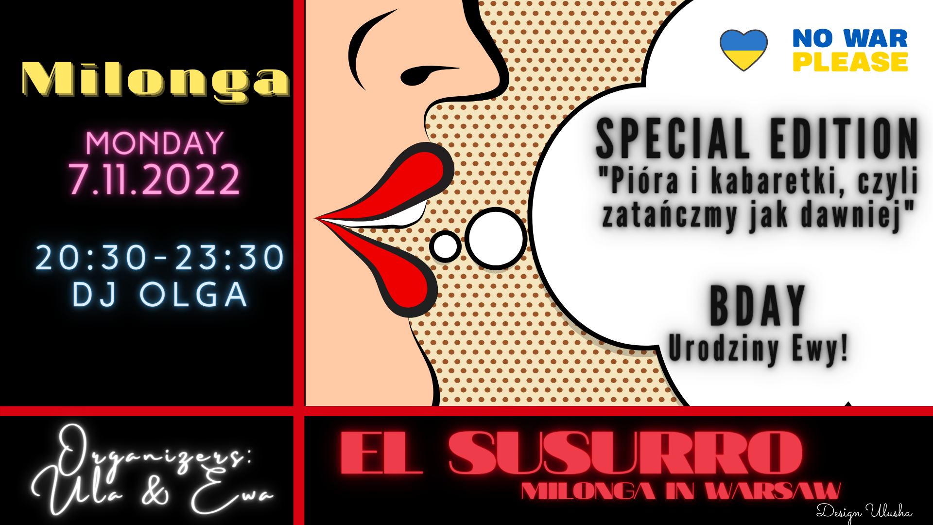 Milonga El Susurro * DJ Olga* BDAY: Ewa *Pióra i kabaretki edition*