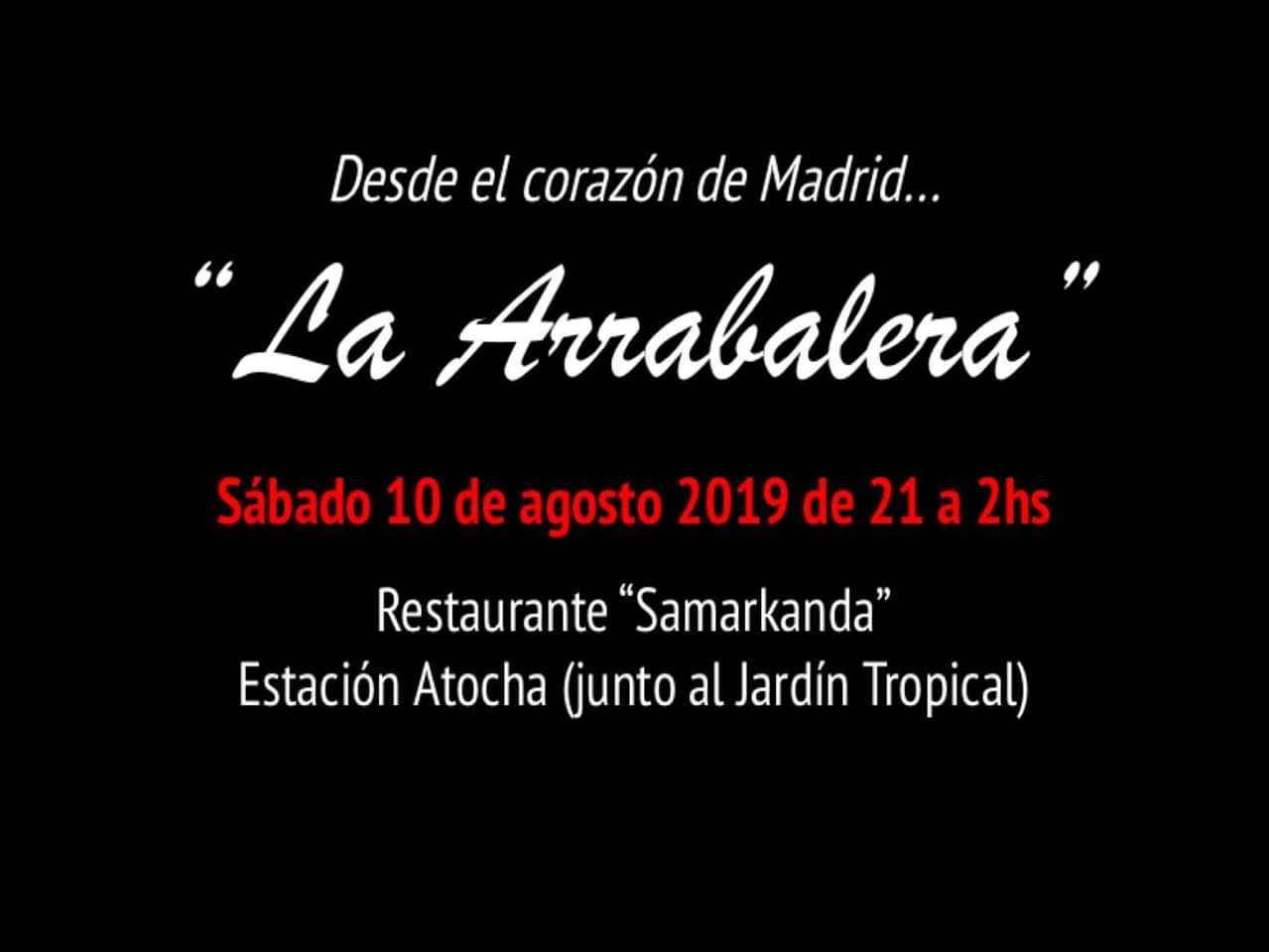 Milonga "La Arrabalera" sábado 10 de agosto 2019