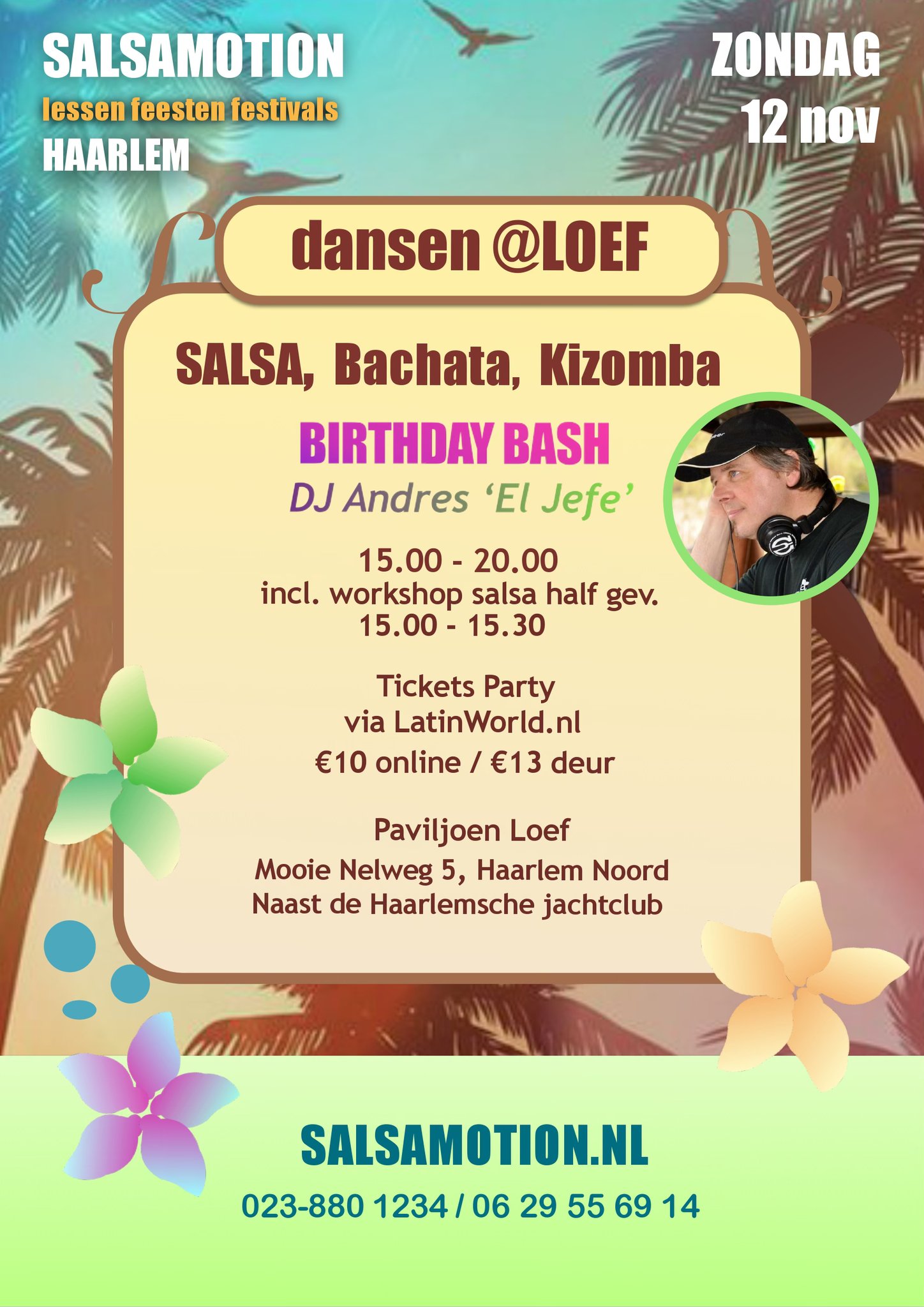 Zo 12 November - Salsamotion Sunday Matinee bij Paviljoen Loef in Haarlem.