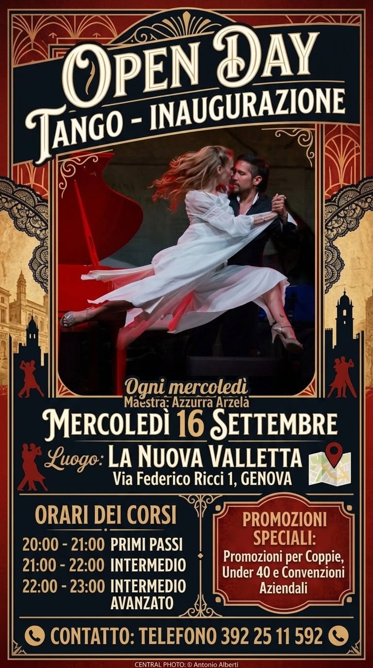 il MERCOLEDI' non prendere IMPEGNI!!! --OPEN DAY - TANGO - INAUGURAZIONE