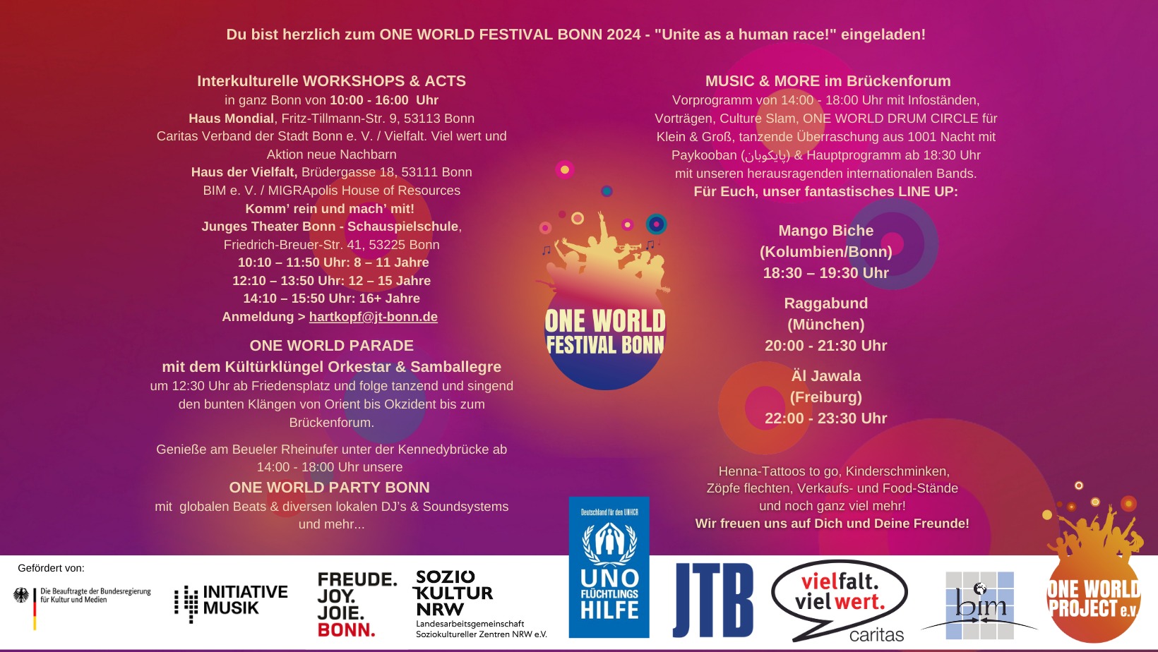 Workshops & Acts @ONE WORLD FESTIVAL BONN 2024