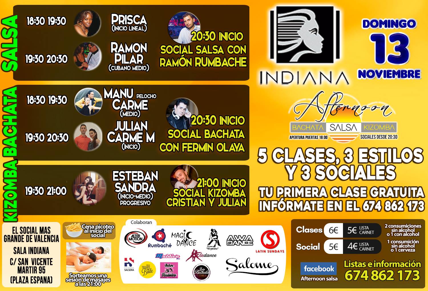 Afternoon Salsa: 5 clases, 3 estilos y sociales. 1ª Clase Gratis