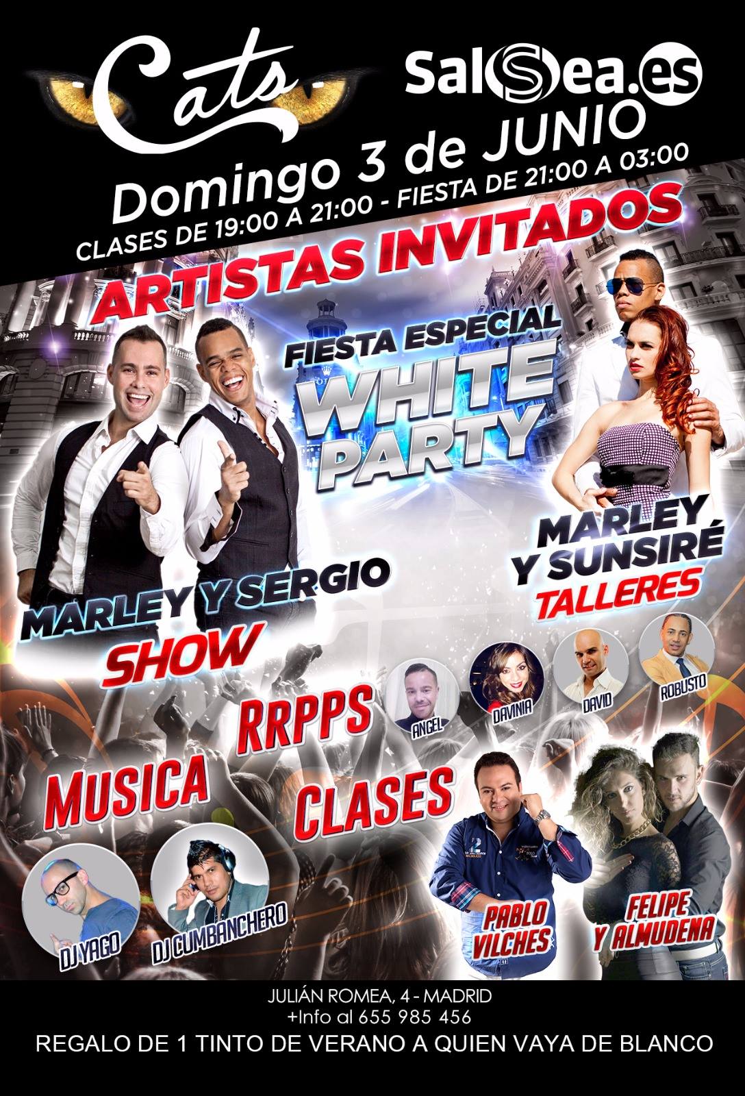 WHITE PARTY en CATS - Taller de Marley y Sunsire Domingo 3 Junio