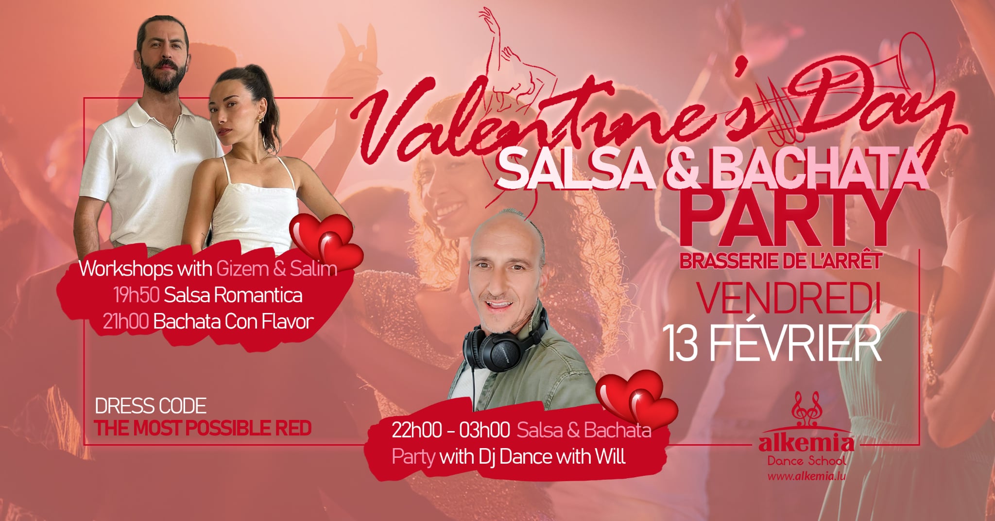 Salsa & Bachata "Speciale St Valentin" le 13 février ;). 2 S&B Workshops. And Dj Dance with Will