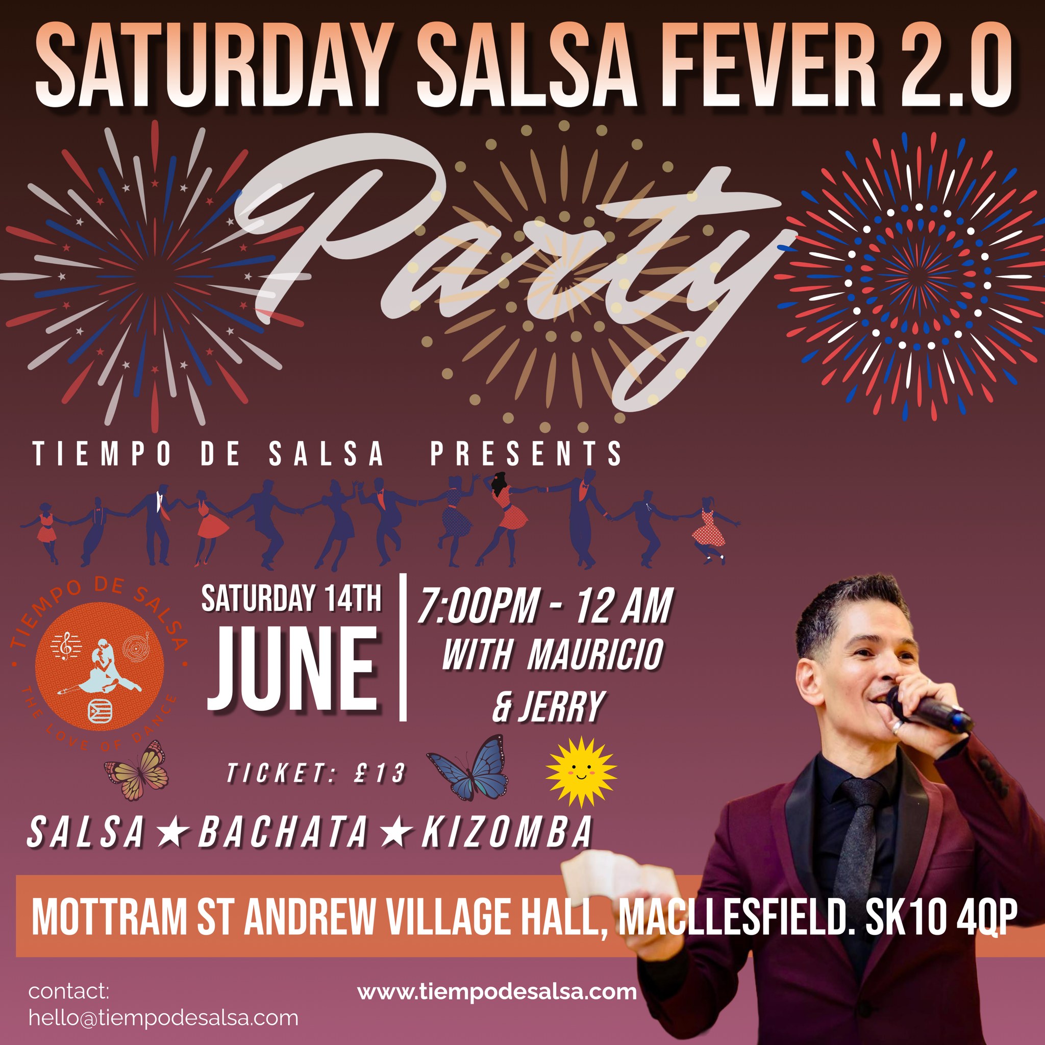 โ
Saturday Salsa Fever (SSF) 2.0 โ
Mottram St Andrew โ
with Mauricio Reyes